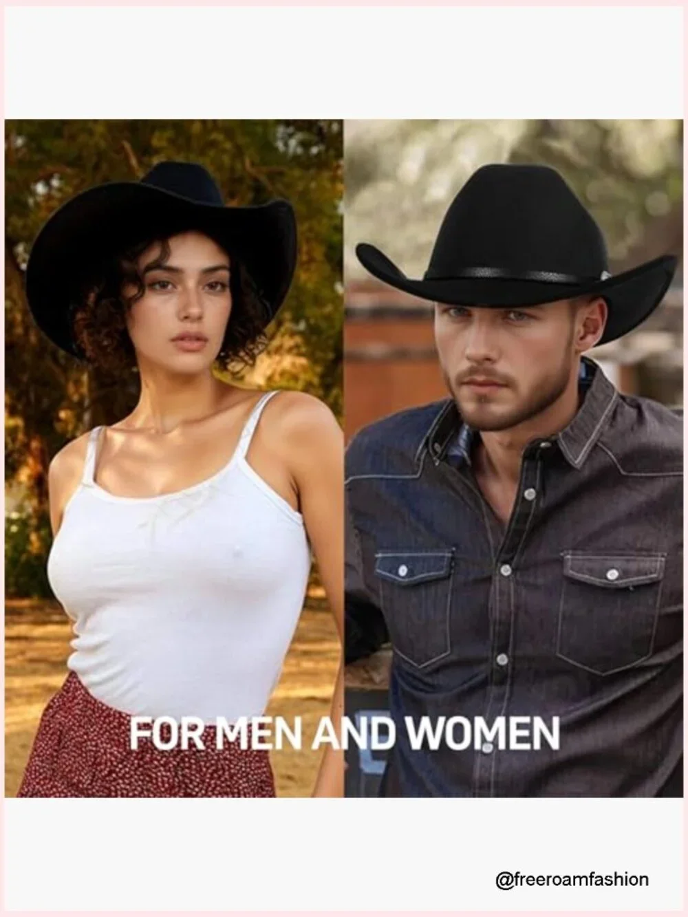 2 Pack Western Cowboy Hats Unisex Adult Felt Costume Cowgirl Cattleman